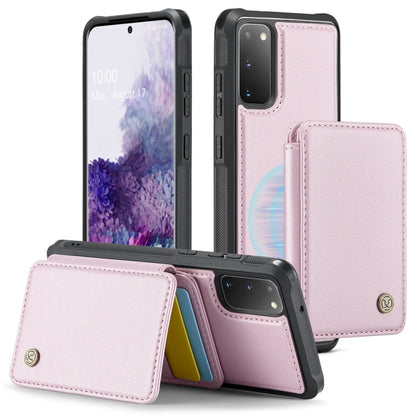 For Samsung Galaxy S20 5G JEEHOOD J05 Business Magnetic Style RFID Leather Phone Case(Pink)