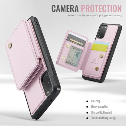 For Samsung Galaxy S20 5G JEEHOOD J05 Business Magnetic Style RFID Leather Phone Case(Pink)
