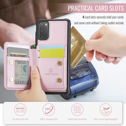 For Samsung Galaxy S20 5G JEEHOOD J05 Business Magnetic Style RFID Leather Phone Case(Pink)