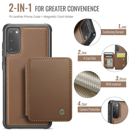 For Samsung Galaxy S20 5G JEEHOOD J05 Business Magnetic Style RFID Leather Phone Case(Brown)