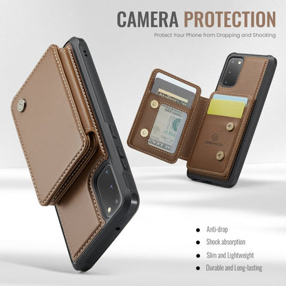 For Samsung Galaxy S20 5G JEEHOOD J05 Business Magnetic Style RFID Leather Phone Case(Brown)