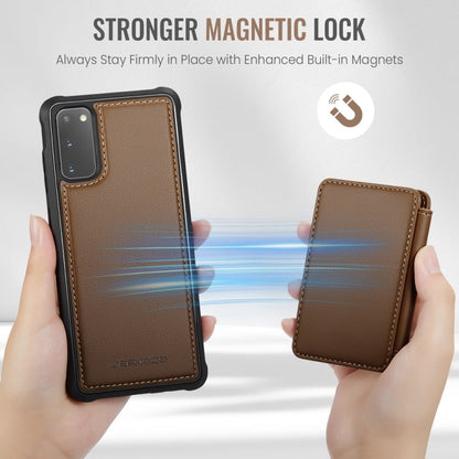 For Samsung Galaxy S20 5G JEEHOOD J05 Business Magnetic Style RFID Leather Phone Case(Brown)