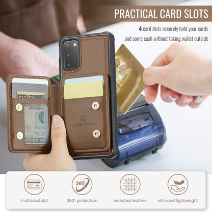 For Samsung Galaxy S20 5G JEEHOOD J05 Business Magnetic Style RFID Leather Phone Case(Brown)