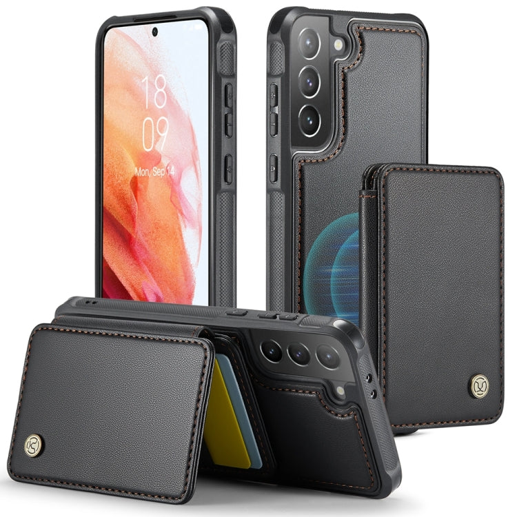 Pour Samsung Galaxy S21+ 5G Étui de Téléphone en Cuir JEEHOOD J05 Style Affaires Magnétique RFID (Noir)