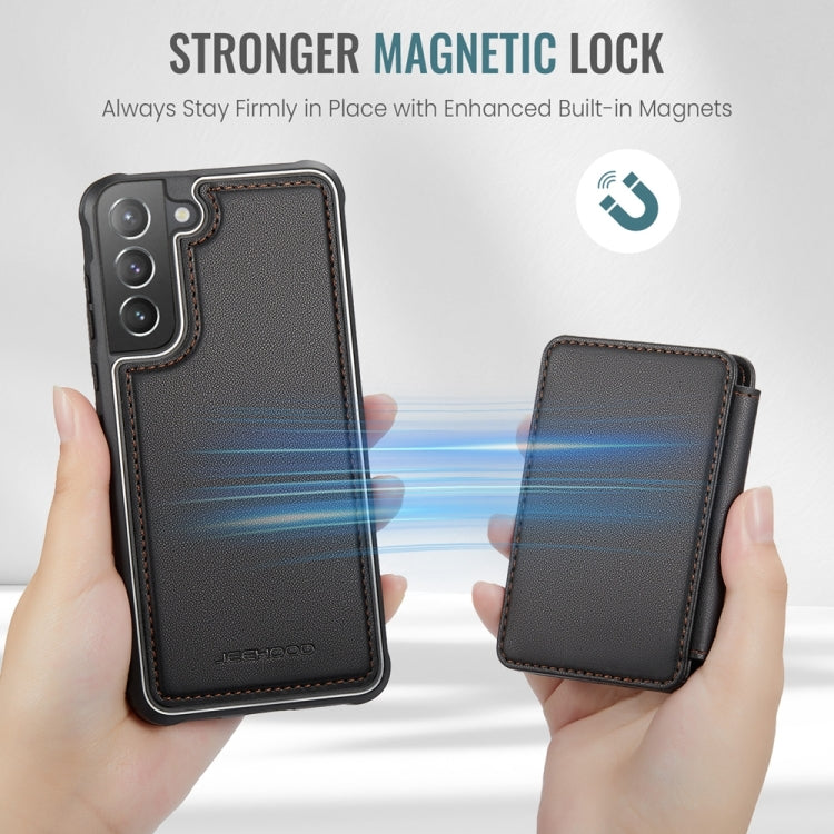Pour Samsung Galaxy S21+ 5G Étui de Téléphone en Cuir JEEHOOD J05 Style Affaires Magnétique RFID (Noir)