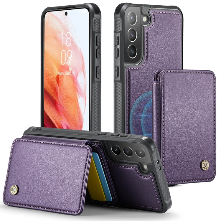 For Samsung Galaxy S21+ 5G JEEHOOD J05 Business Magnetic Style RFID Leather Phone Case(Purple)