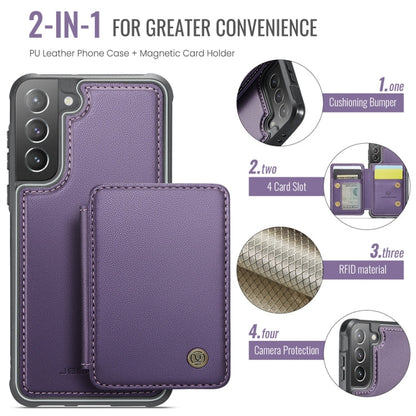 For Samsung Galaxy S21+ 5G JEEHOOD J05 Business Magnetic Style RFID Leather Phone Case(Purple)