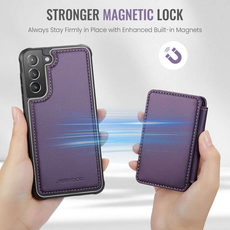 For Samsung Galaxy S21+ 5G JEEHOOD J05 Business Magnetic Style RFID Leather Phone Case(Purple)