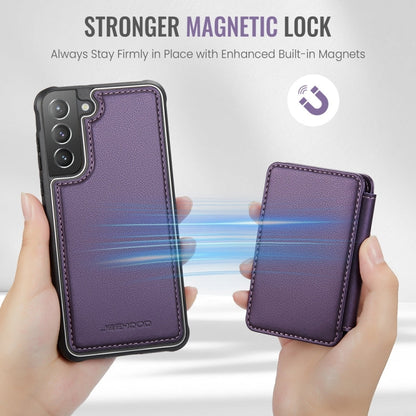 For Samsung Galaxy S21+ 5G JEEHOOD J05 Business Magnetic Style RFID Leather Phone Case(Purple)