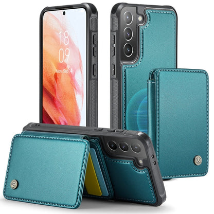 For Samsung Galaxy S21+ 5G JEEHOOD J05 Business Magnetic Style RFID Leather Phone Case(Blue Green)