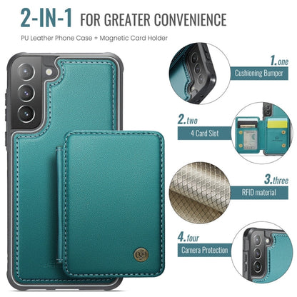 For Samsung Galaxy S21+ 5G JEEHOOD J05 Business Magnetic Style RFID Leather Phone Case(Blue Green)