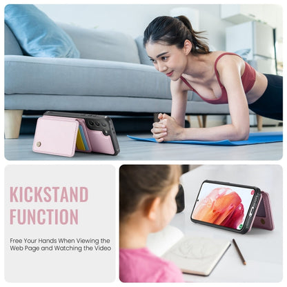 For Samsung Galaxy S21+ 5G JEEHOOD J05 Business Magnetic Style RFID Leather Phone Case(Pink)