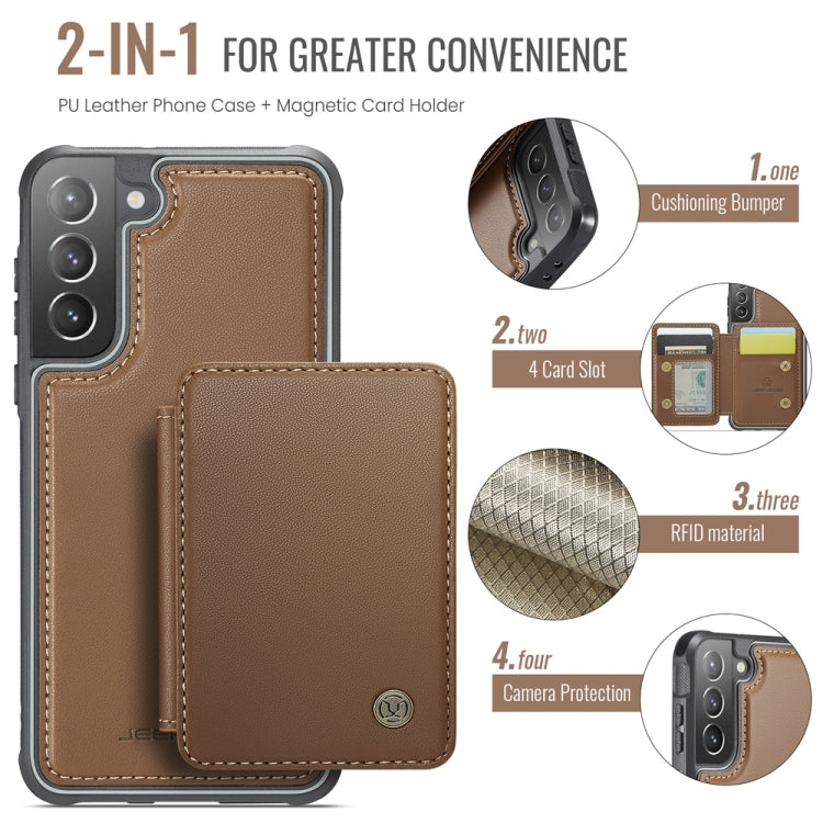 Pour Samsung Galaxy S21+ 5G Étui de téléphone en cuir JEEHOOD J05 style magnétique professionnel RFID (marron)