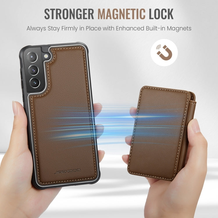 Pour Samsung Galaxy S21+ 5G Étui de téléphone en cuir JEEHOOD J05 style magnétique professionnel RFID (marron)