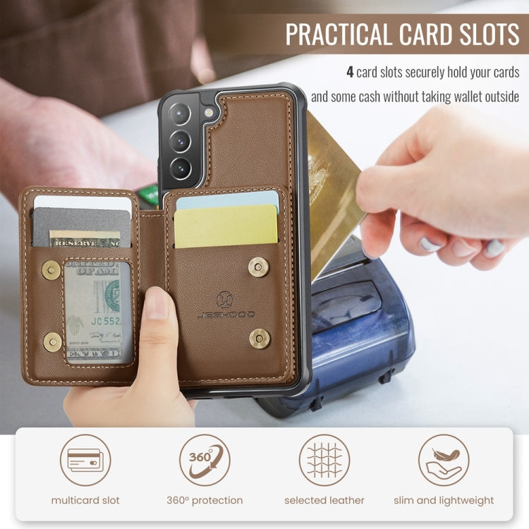 Pour Samsung Galaxy S21+ 5G Étui de téléphone en cuir JEEHOOD J05 style magnétique professionnel RFID (marron)