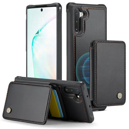 For Samsung Galaxy Note10 5G JEEHOOD J05 Business Magnetic Style RFID Leather Phone Case(Black)