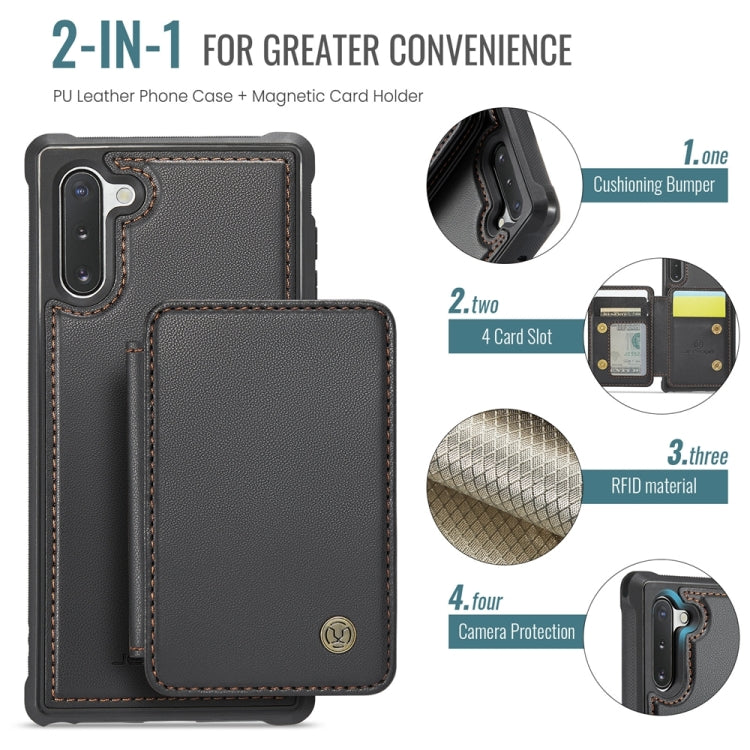 For Samsung Galaxy Note10 5G JEEHOOD J05 Business Magnetic Style RFID Leather Phone Case(Black)