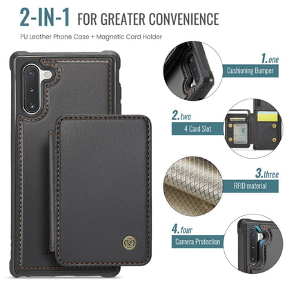 For Samsung Galaxy Note10 5G JEEHOOD J05 Business Magnetic Style RFID Leather Phone Case(Black)