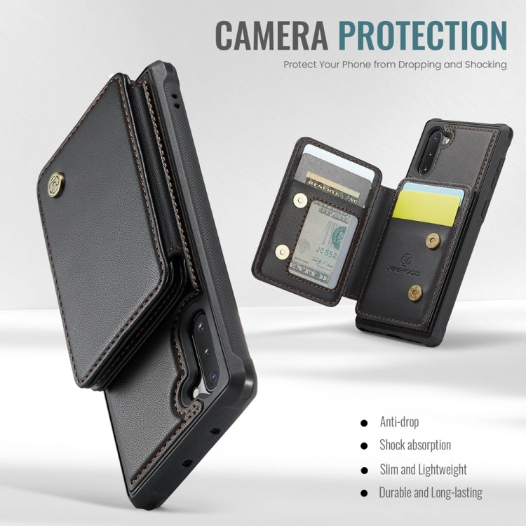 For Samsung Galaxy Note10 5G JEEHOOD J05 Business Magnetic Style RFID Leather Phone Case(Black)
