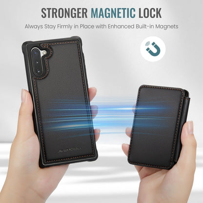 For Samsung Galaxy Note10 5G JEEHOOD J05 Business Magnetic Style RFID Leather Phone Case(Black)