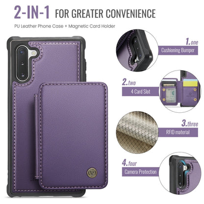 For Samsung Galaxy Note10 5G JEEHOOD J05 Business Magnetic Style RFID Leather Phone Case(Purple)