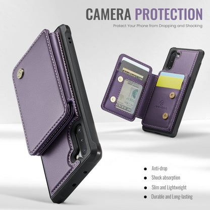 For Samsung Galaxy Note10 5G JEEHOOD J05 Business Magnetic Style RFID Leather Phone Case(Purple)