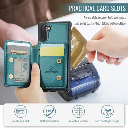 For Samsung Galaxy Note10 5G JEEHOOD J05 Business Magnetic Style RFID Leather Phone Case(Blue Green)