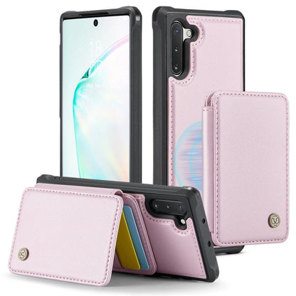 For Samsung Galaxy Note10 5G JEEHOOD J05 Business Magnetic Style RFID Leather Phone Case(Pink)