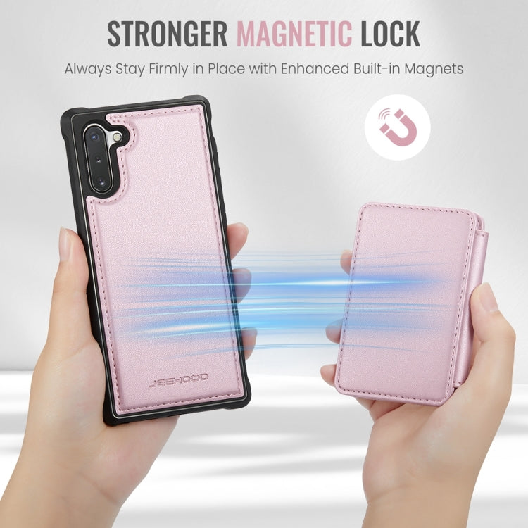 For Samsung Galaxy Note10 5G JEEHOOD J05 Business Magnetic Style RFID Leather Phone Case(Pink)