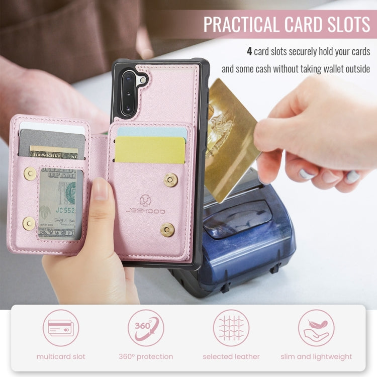For Samsung Galaxy Note10 5G JEEHOOD J05 Business Magnetic Style RFID Leather Phone Case(Pink)