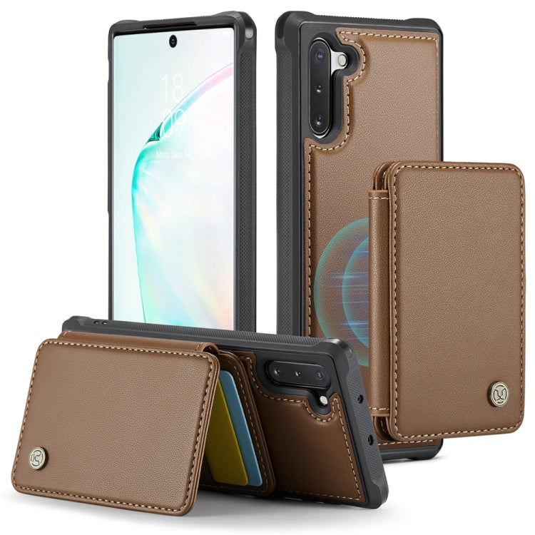 For Samsung Galaxy Note10 5G JEEHOOD J05 Business Magnetic Style RFID Leather Phone Case(Brown)