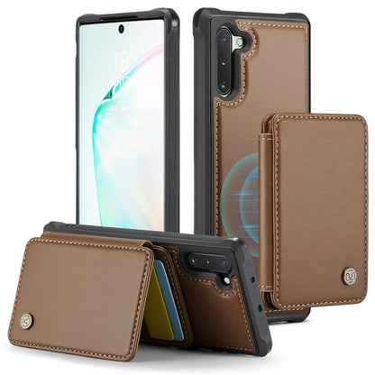 For Samsung Galaxy Note10 5G JEEHOOD J05 Business Magnetic Style RFID Leather Phone Case(Brown)