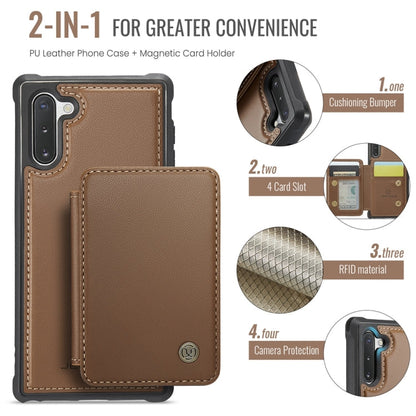 For Samsung Galaxy Note10 5G JEEHOOD J05 Business Magnetic Style RFID Leather Phone Case(Brown)