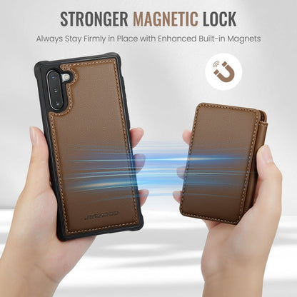 For Samsung Galaxy Note10 5G JEEHOOD J05 Business Magnetic Style RFID Leather Phone Case(Brown)