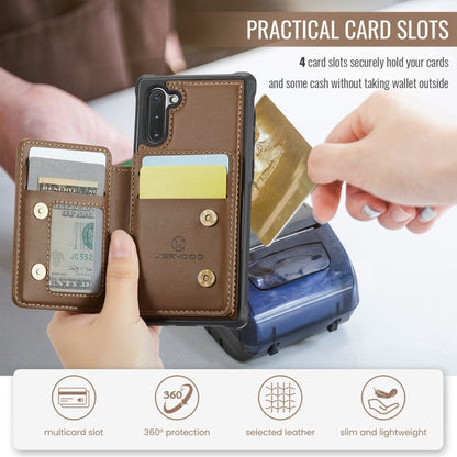 For Samsung Galaxy Note10 5G JEEHOOD J05 Business Magnetic Style RFID Leather Phone Case(Brown)