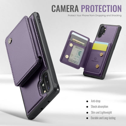 For Samsung Galaxy Note10+ 5G JEEHOOD J05 Business Magnetic Style RFID Leather Phone Case(Purple)