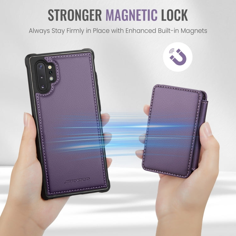 For Samsung Galaxy Note10+ 5G JEEHOOD J05 Business Magnetic Style RFID Leather Phone Case(Purple)