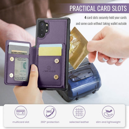 For Samsung Galaxy Note10+ 5G JEEHOOD J05 Business Magnetic Style RFID Leather Phone Case(Purple)
