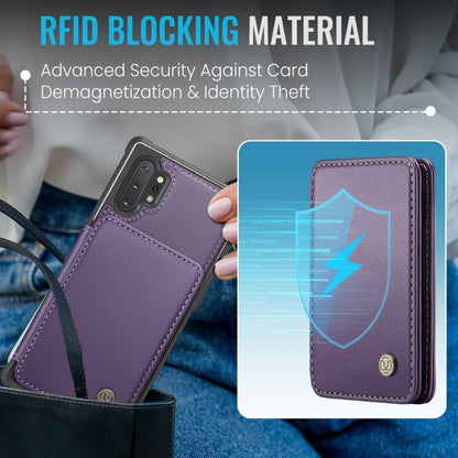 For Samsung Galaxy Note10+ 5G JEEHOOD J05 Business Magnetic Style RFID Leather Phone Case(Purple)