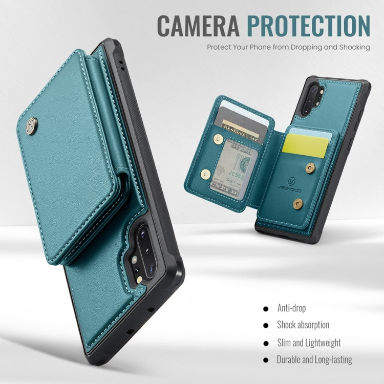 For Samsung Galaxy Note10+ 5G JEEHOOD J05 Business Magnetic Style RFID Leather Phone Case(Blue Green)