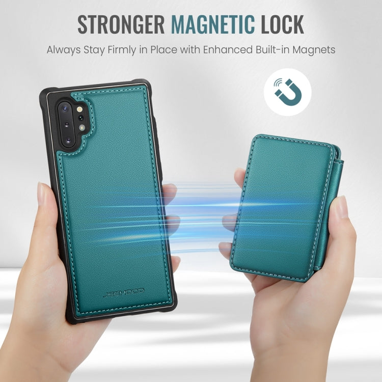 For Samsung Galaxy Note10+ 5G JEEHOOD J05 Business Magnetic Style RFID Leather Phone Case(Blue Green)