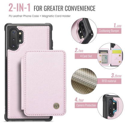 For Samsung Galaxy Note10+ 5G JEEHOOD J05 Business Magnetic Style RFID Leather Phone Case(Pink)