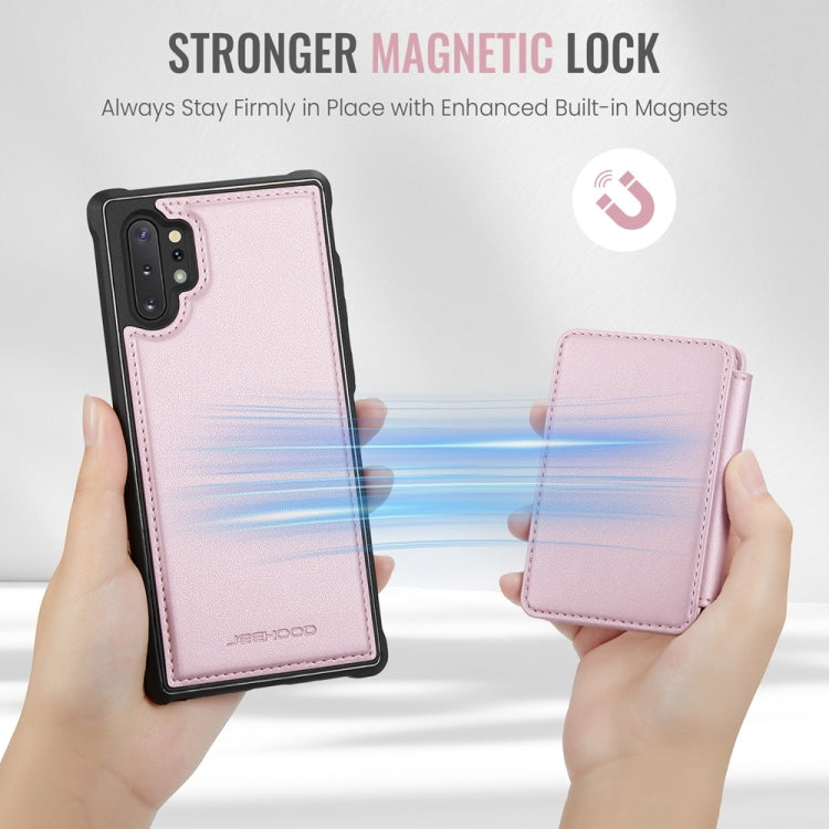 For Samsung Galaxy Note10+ 5G JEEHOOD J05 Business Magnetic Style RFID Leather Phone Case(Pink)