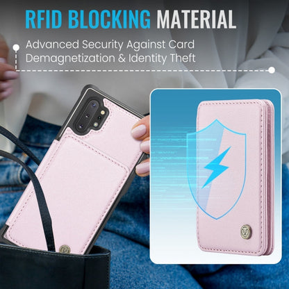 For Samsung Galaxy Note10+ 5G JEEHOOD J05 Business Magnetic Style RFID Leather Phone Case(Pink)
