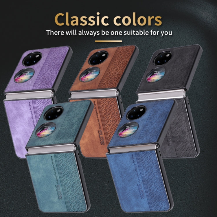 Pour Huawei Pocket 2 Étui de téléphone AZNS 3D gaufré effet cuir (Vert foncé)