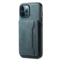 For iPhone 12 Pro Max Denior D13 Retro Texture Leather MagSafe Card Bag Phone Case(Blue)