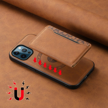 For iPhone 12 Pro Denior D13 Retro Texture Leather MagSafe Card Bag Phone Case(Brown)