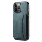 For iPhone 13 Pro Max Denior D13 Retro Texture Leather MagSafe Card Bag Phone Case(Blue)