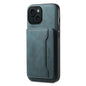 For iPhone 15 Denior D13 Retro Texture Leather MagSafe Card Bag Phone Case(Blue)