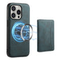 For iPhone 16 Pro Max Denior D13 Retro Texture Leather MagSafe Card Bag Phone Case(Blue)